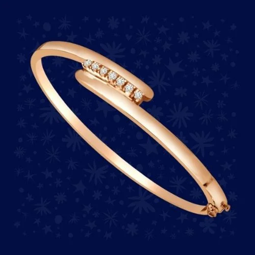 0.21 cts Real Diamond & Rose Plated 925 Sterling Silver Bracelet for you Love (SLBR7)