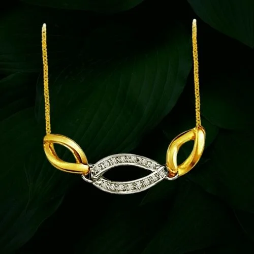 Sparkling Streaks 0.32 cts Two Tone Diamond Necklace Pendant with chain (DN104)