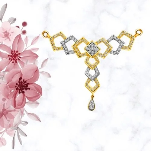 Magical White And Yellow Diamond & Gold Pendant (DN191)