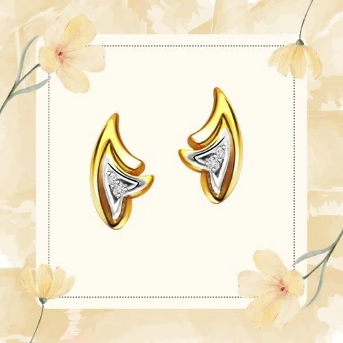 Golden Desire Two Tone Solitaire Diamond Earring (ER151)