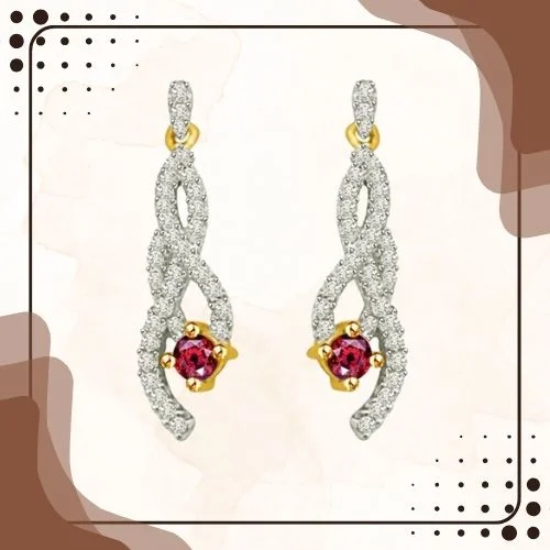My Heart is Beating Two Tone Diamond & Gold Earrings (ER429)
