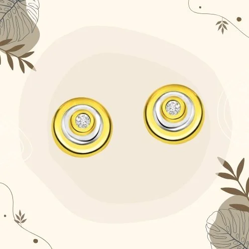 Circle of life - Real Diamond Two Tone Earrings (ER80)