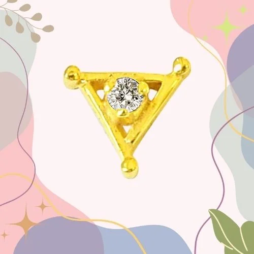 Triangle Shaped Real Diamond 18kt Yellow Gold Nosepin (NP15)