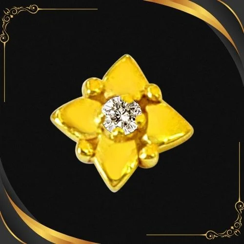 Flower Shaped Real Diamond 18kt Yellow Gold Nosepin (NP6)