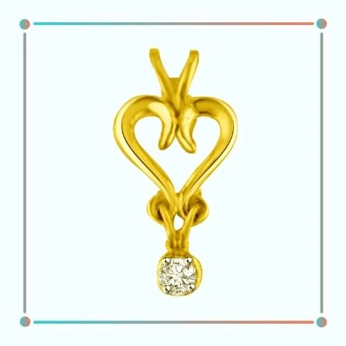 Twirly Hearts 0.06cts Heart Shape Gold and Real Diamond Pendant (P1051)