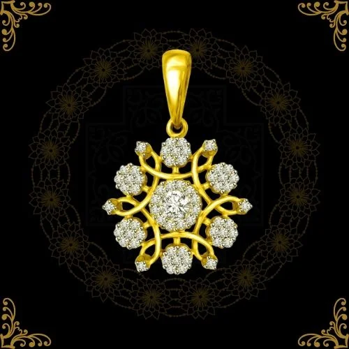 A Touch of Tradition - Real Diamond Flower Shape Pendant (P1212)
