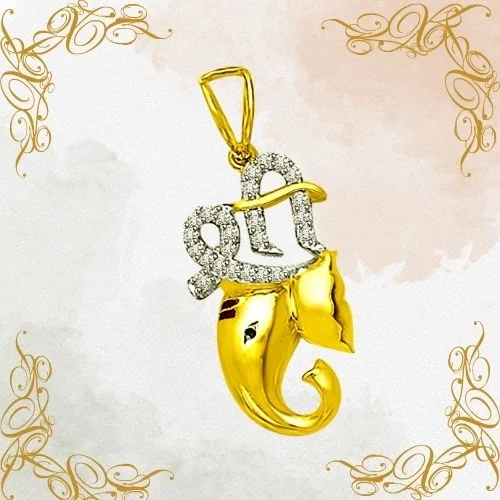 Ganesha - God of Creativity - Real Diamond Pendant (P1220)