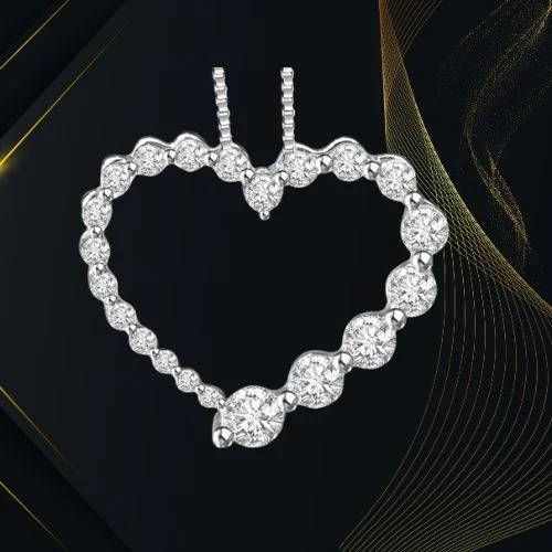 Internal Happiness 0.50cts Real Diamonds In A Heart 14kt White Gold Beautiful Pendant For Your Love (P1325)