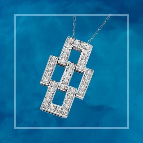 Awesome Bonding 0.30cts Geometrical Shaped 14kt White Gold Diamond Pendant (P1338)