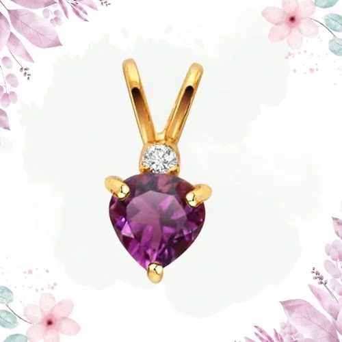 Purple Sundae - Real Diamond & Amethyst 18kt Gold Pendant (P153)