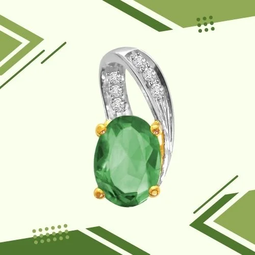 Green is in - Real Diamond & Emerald Pendant (P172)