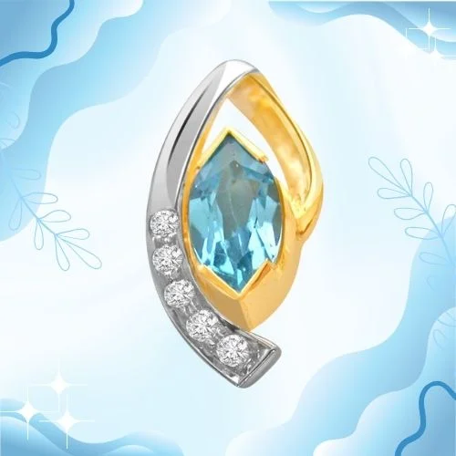 Chic n Classy - Real Diamond & Blue Topaz Pendant (P175)