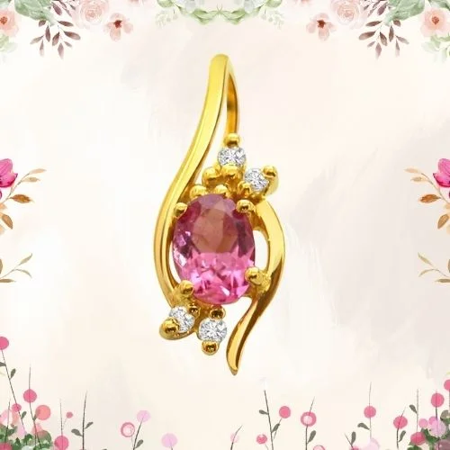 Pink Petals - Real Diamond & Pink Tourmaline Pendant (P176)