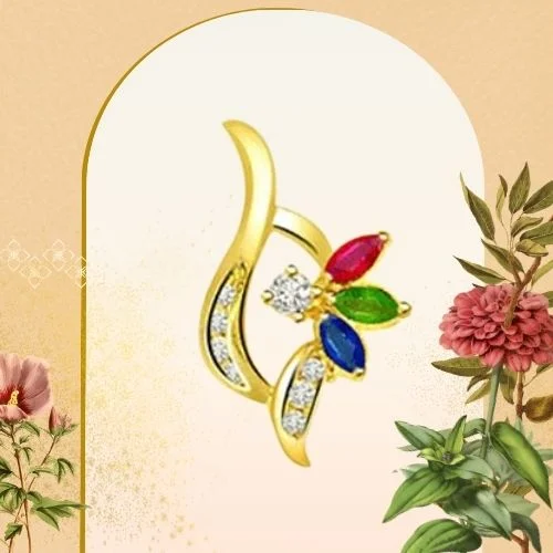 0.08cts Real Diamond & Precious Stone Designer Pendant (P588)