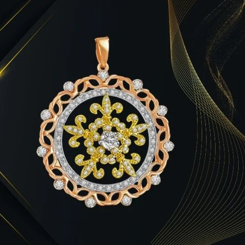 Tricolour Circle of Love - 1.00cts Real Diamond Pendant (P639)