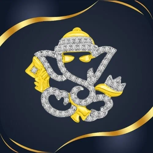 Embrace Divine Blessings with the Vighnaharta Diamond & Gold Ganesha Pendant (P982)