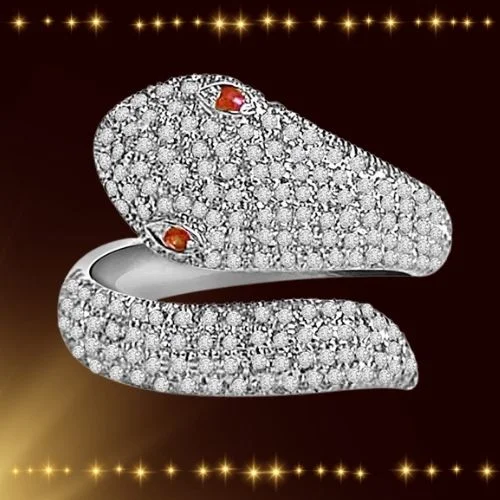 Diamond Joy - Real Diamond 18K Rhodium Plated Snake Ring (SDR16)