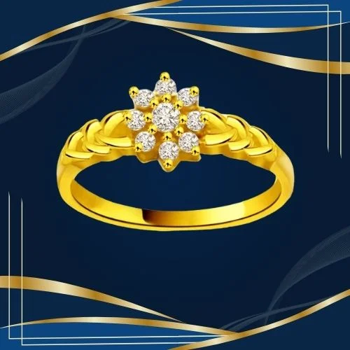 Flower Shape Real Diamond Gold Ring (SDR831)