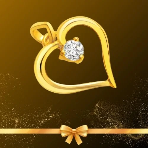 Pure Golden Love Real Diamond Heart Pendant (SH1)