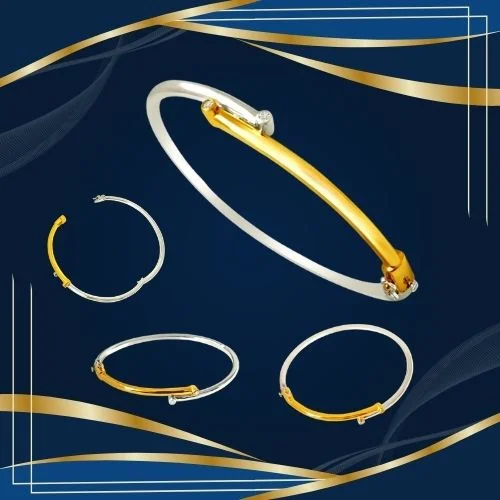 Real Diamond & Two tone Plated 925 Sterling Silver Bracelet for Her (SLBR4)