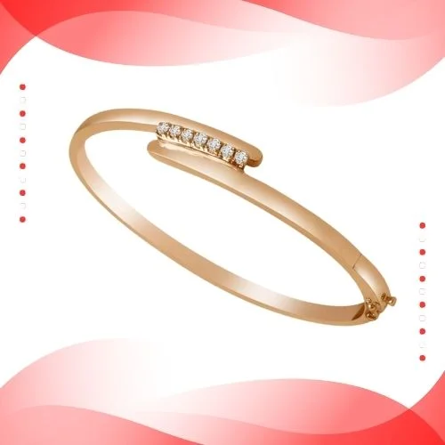 0.21 cts Real Diamond & Rose Plated 925 Sterling Silver Bracelet for you Love (SLBR7)