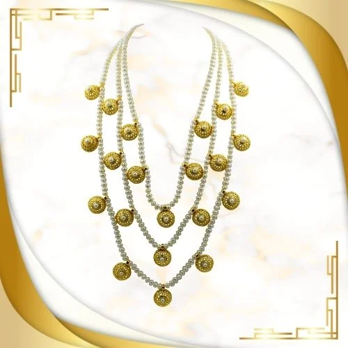 Transform Today Into Your Coronation Day with the 3 Line Rani Haar Pearl Necklace (SN1051)