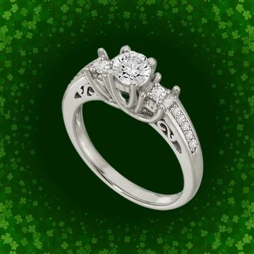 0.35 TCW G/ VVS1 Real Diamond Engagement Rings With Accents (0.35GVVS1-D15W)