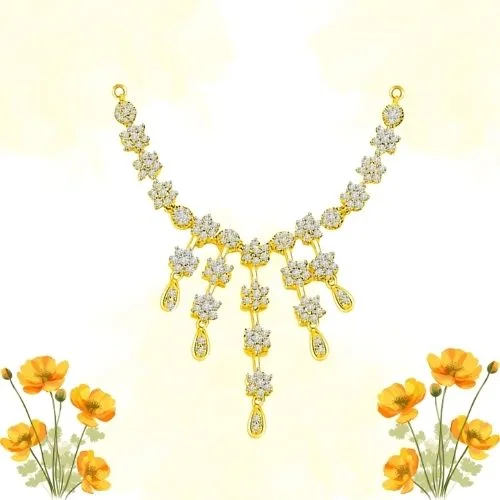 Multi Flower Diamond & Gold Wedding Necklace Pendant (DN190)