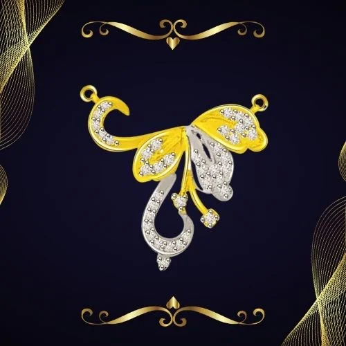 Spiral & Curve Two Tone Diamond Pendant Of Love (DN246)