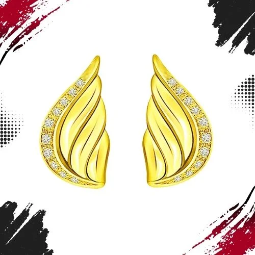 Flower Line Shell Shape Diamond Earrings (ER139)