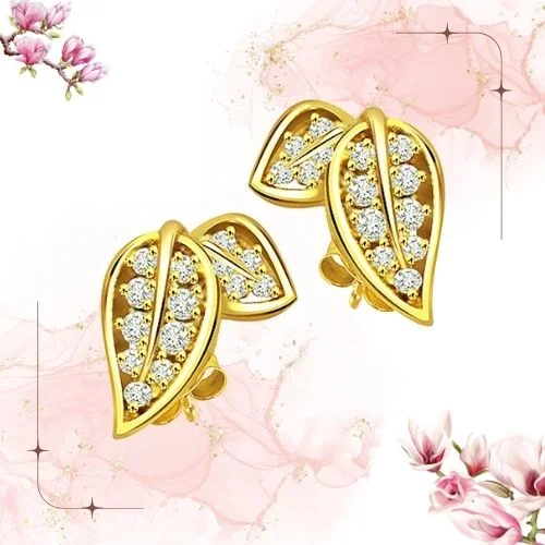 Love Birds 0.52 cts Diamond 2 Leaf Shaped Earring (ER146)