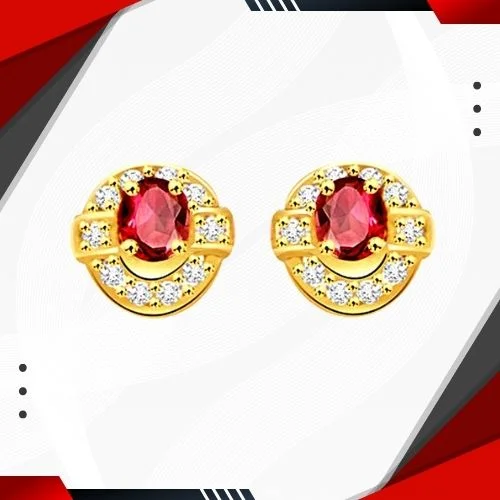 Twins Stars 0.20cts Fine Diamond & Ruby Earring (ER231)