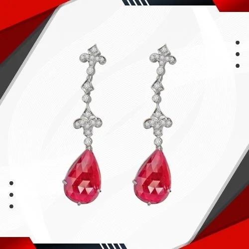 Stunning Red & White SparklesDiamond Charm Earrings (TCW:11.60 cts) (ER46)