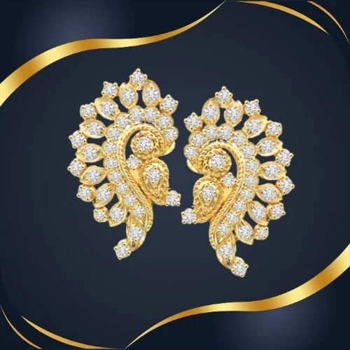 Unveil Elegance: Golden Sparkling Stars Diamond Earrings (ER64)
