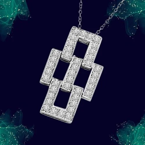 Awesome Bonding 0.30cts Geometrical Shaped 14kt White Gold Diamond Pendant (P1338)