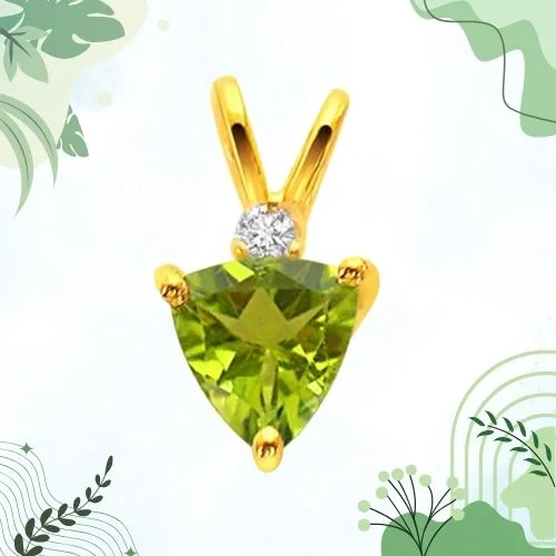 Green Souffle - Real Diamond & Green Peridot 18kt Yellow Gold Pendant (P152)