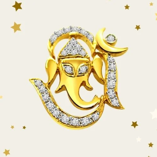 Ganpati Bappa - Real Diamond Religious Pendant (P205)