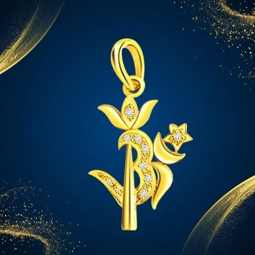 Trishul - Real Diamond & 18kt Yellow Gold Pendant (P3)