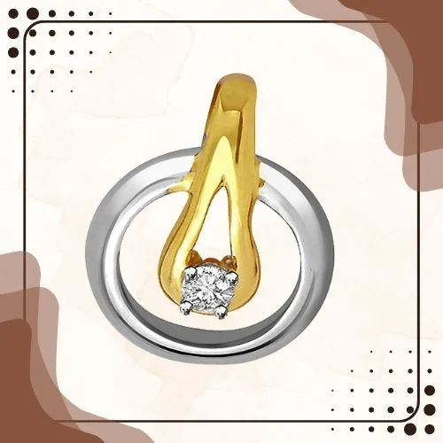 A Loving Touch - Real Diamond Two Tone Solitaire Pendant (P441)