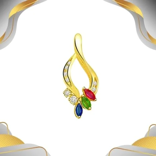 0.08cts Real Diamond & Precious Stone Fancy Pendant (P587)
