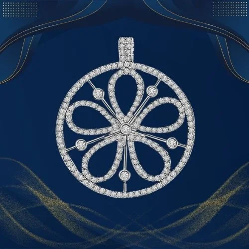 Petals of Desire - 0.90cts Flower Real Diamond 14kt White Gold Pendant (P657)