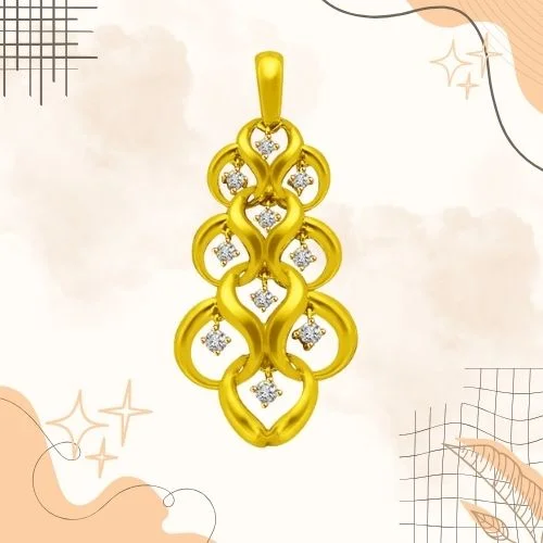 RAIN DROP - Real Diamond Pendant in 18kt Yellow Gold (P834)