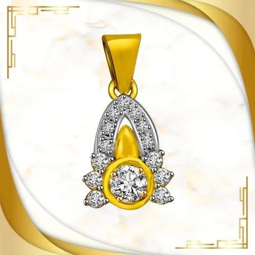 0.20TCW Two Tone Real Diamond Solitaire Pendant (P916)