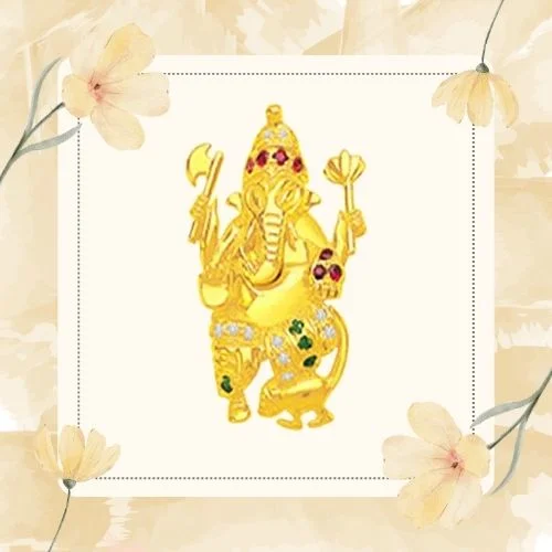 Ganesh Smile - Real Diamond & 18K Gold Pendant (S206)