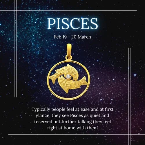 Pisces Real Diamond & 18K Gold Pendant (S316)