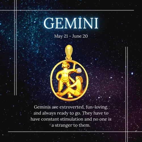 Gemini Real Diamond & 18K Gold Pendant (S319)