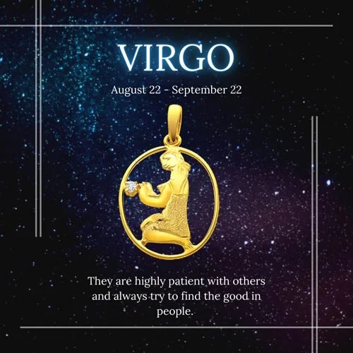 Virgo Zodiac - Diamond & 18K Gold Pendant (S322)