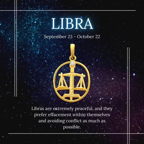 Libra - Real Diamond & 18K Gold Pendant (S323)