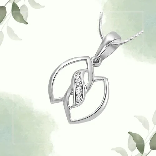 Leaves of Togetherness - Real Diamond & Sterling Silver Pendant with 18 IN Chain (SDP97)