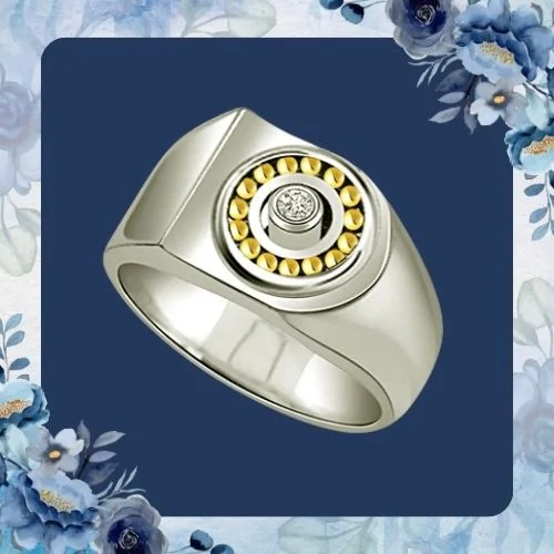 0.04cts Real Diamond Solitaire Two Tone 18K Men's Ring (SDR1654)